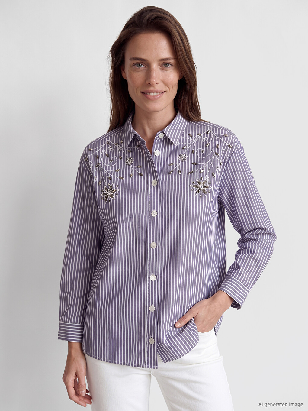 Bead Embellished Women's Shirt
