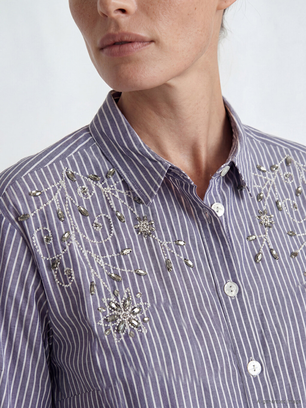 Bead Embellished Women's Shirt-2