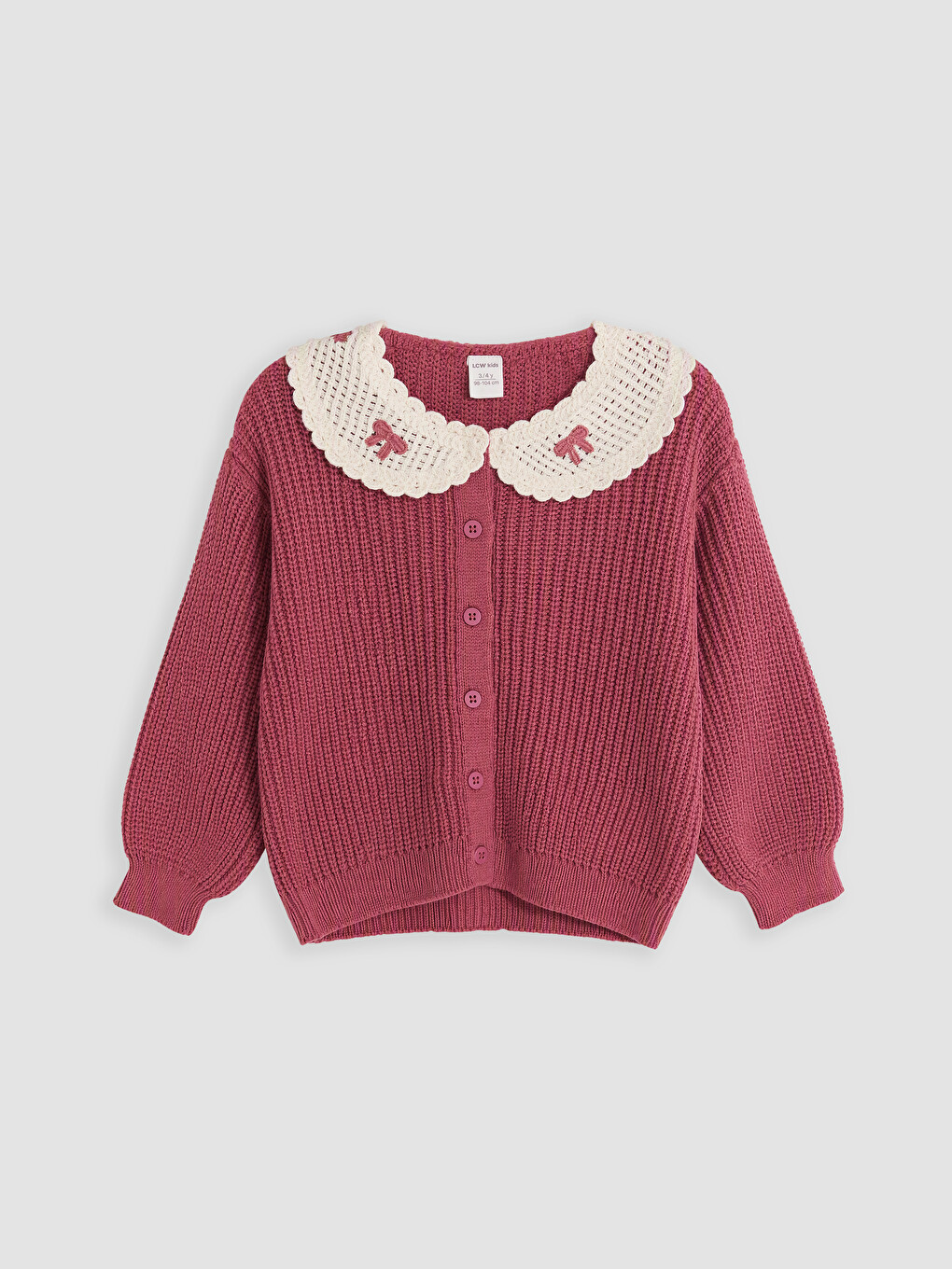 Pembe Bebe Yaka Nakışlı Kız Çocuk Hırka