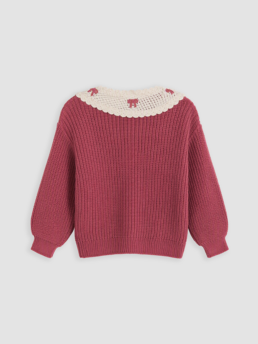 Pembe Bebe Yaka Nakışlı Kız Çocuk Hırka-2