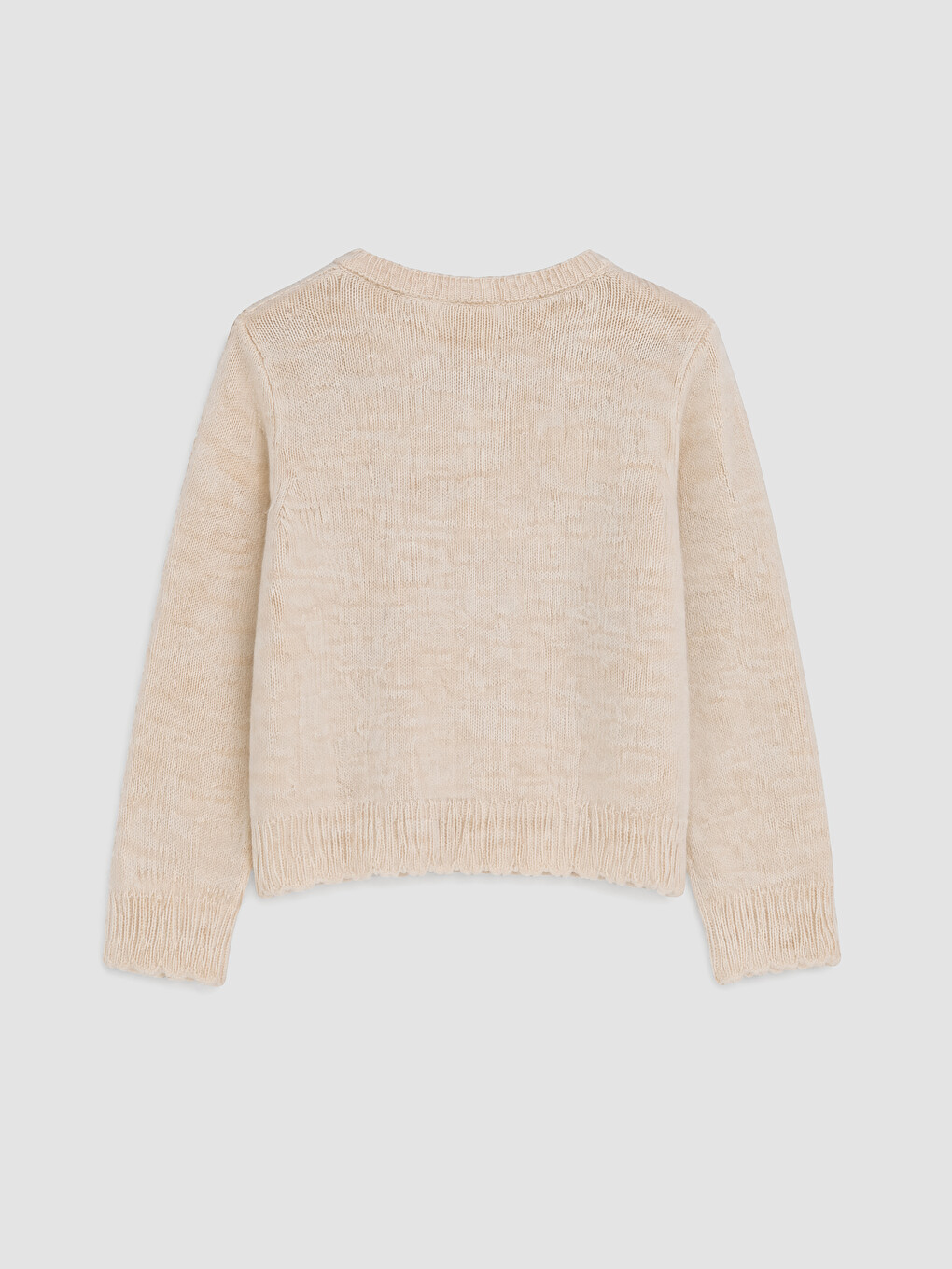 Crew Neck Girls' Embroidered Knitwear Cardigan-1