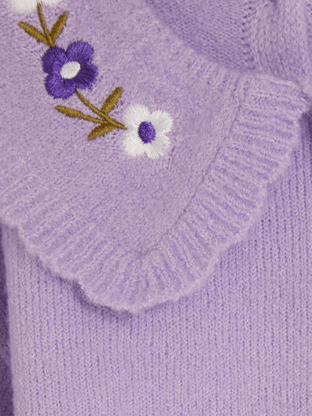 Embroidered Peter Pan Collar Girls' Sweater-1