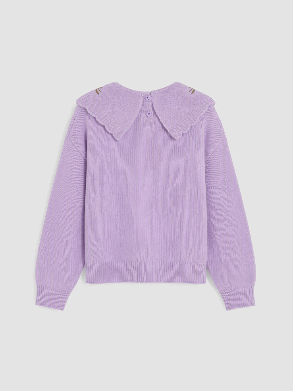 Embroidered Peter Pan Collar Girls' Sweater-2