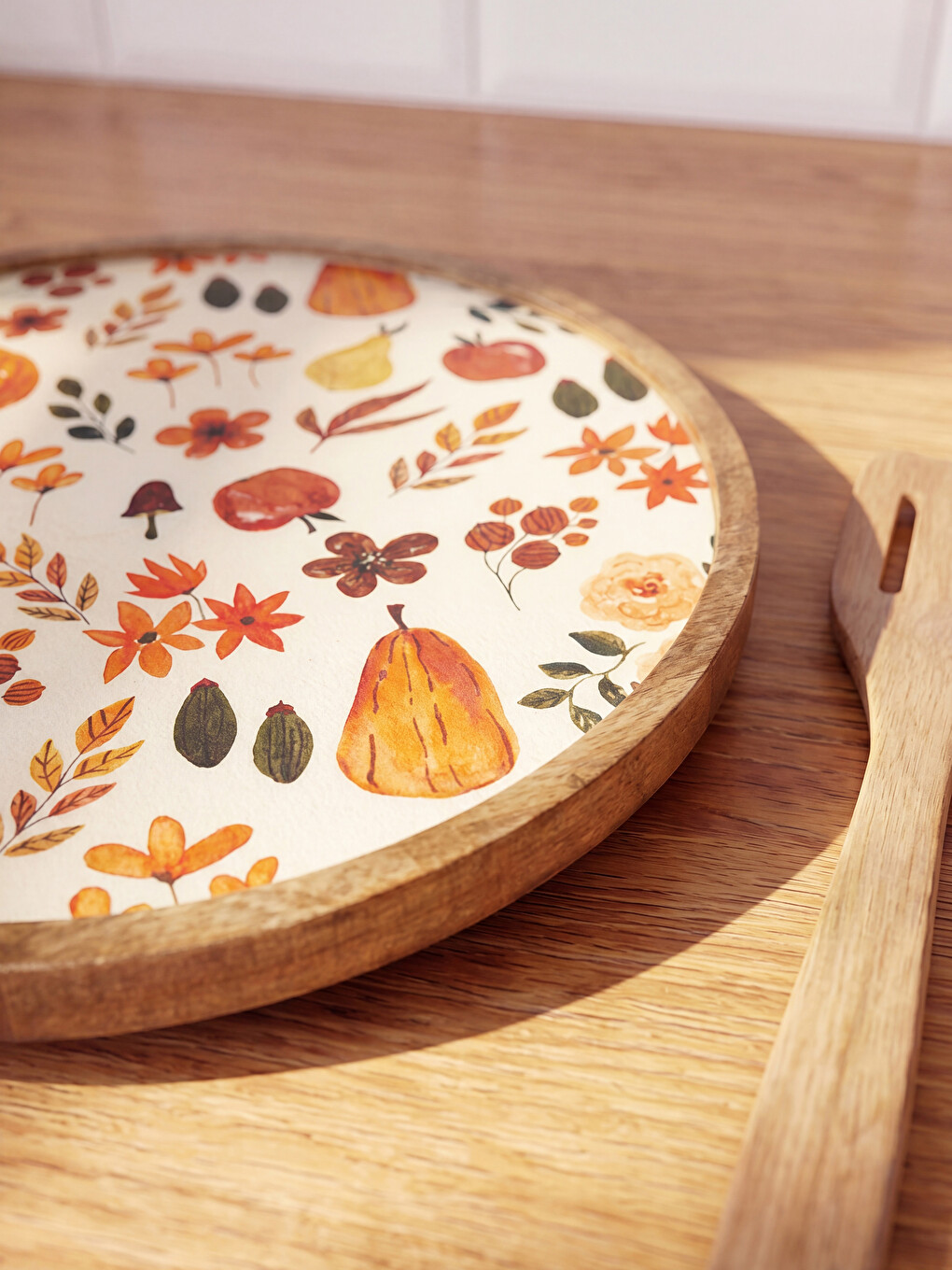 Patterned Wooden Legged Serving Dish-1