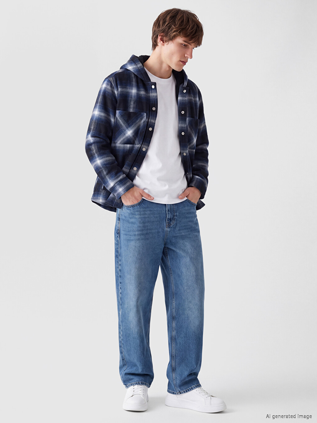 Relax Fit Hooded Men's Lumberjack Shirt Jacket-1