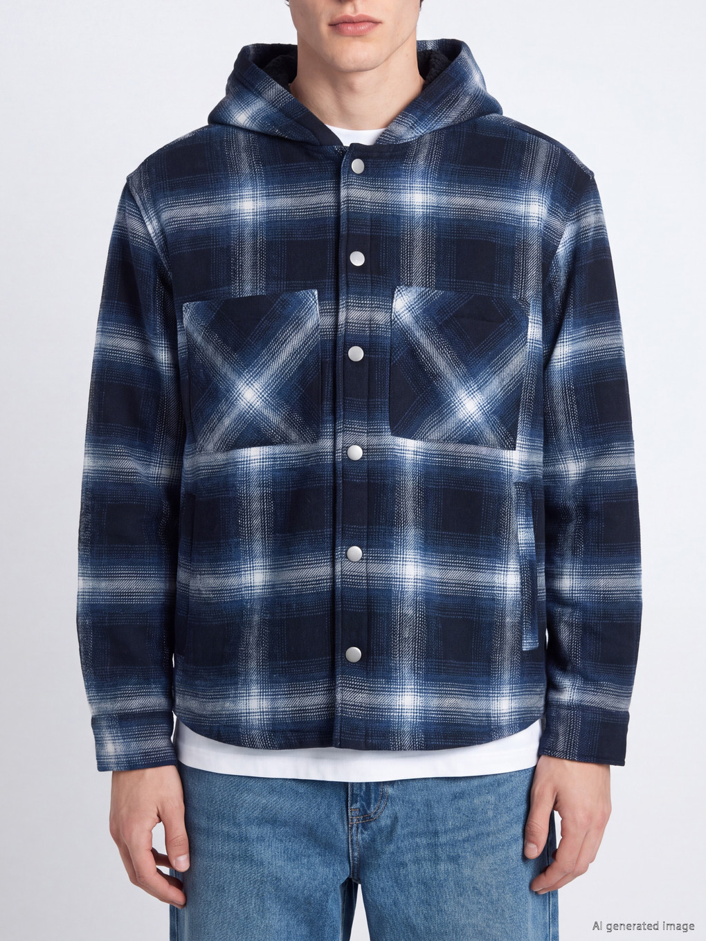 Relax Fit Hooded Men's Lumberjack Shirt Jacket-2
