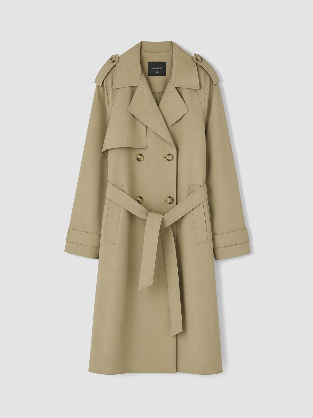 Double Breasted Collar Sashed Women's Trench Coat-4
