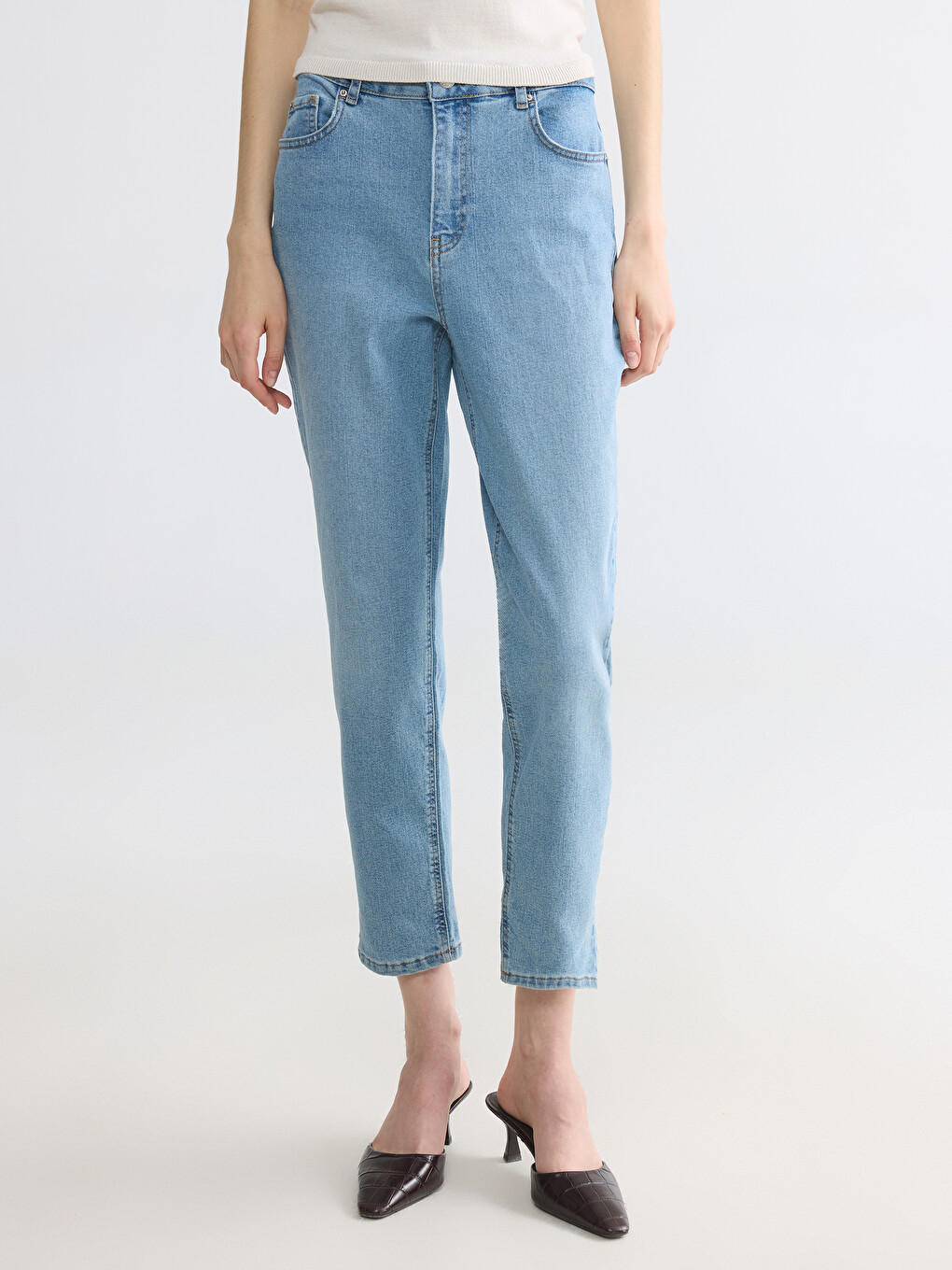 İndigo Mom Fit Kadın Jean Pantolon-1