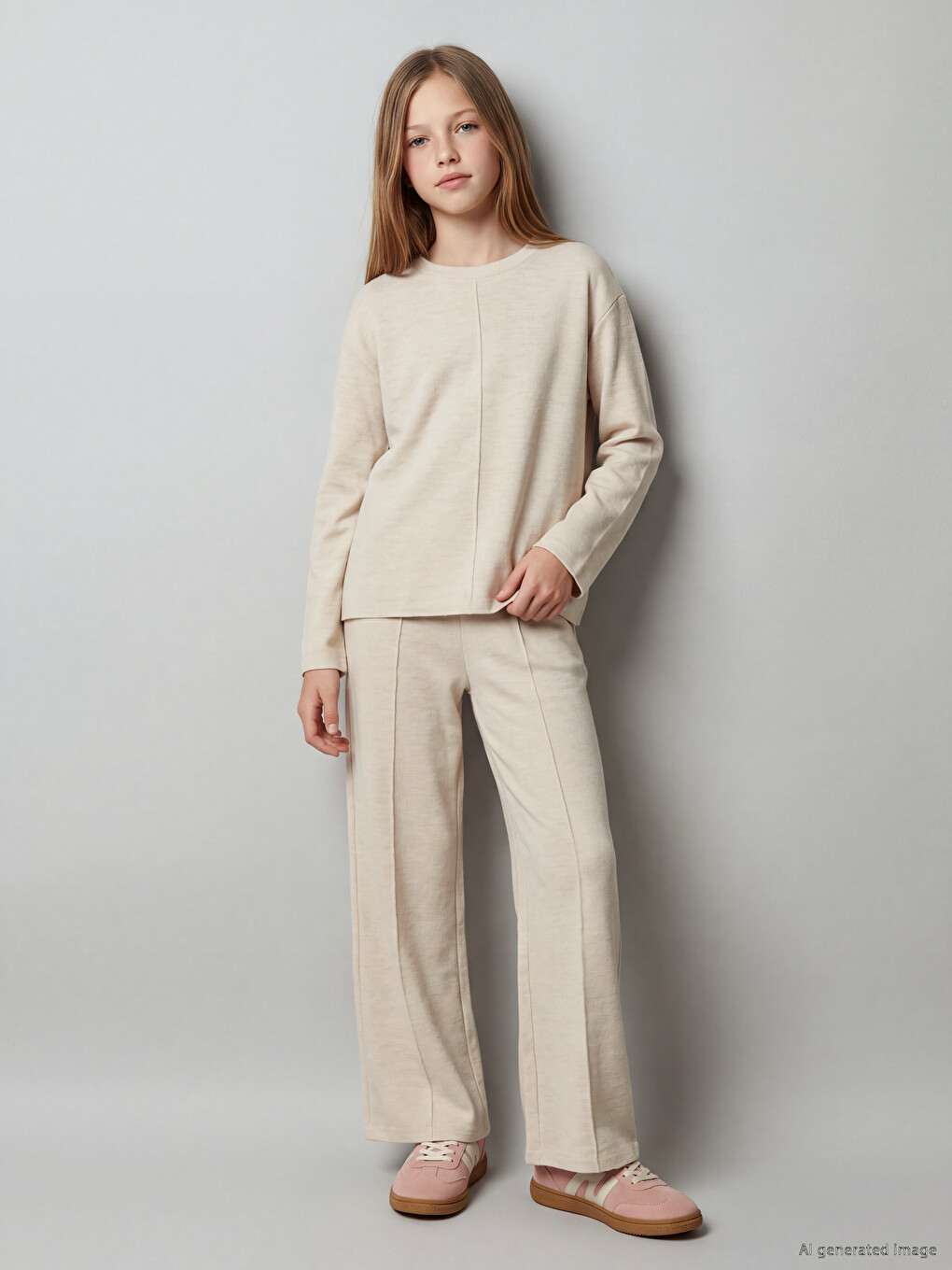 Girl Ecru Tracksuit Set