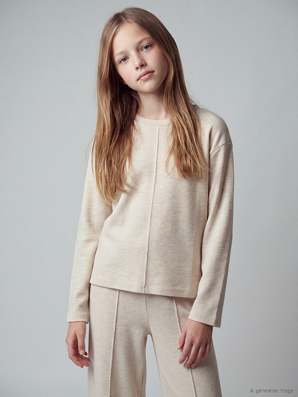 Girl Ecru Tracksuit Set-1