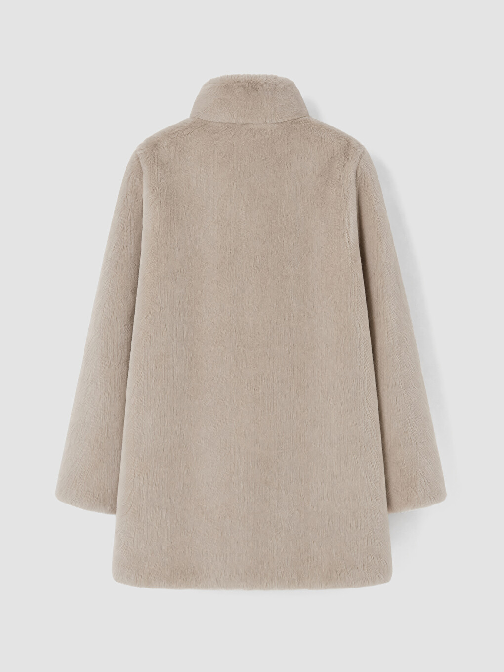 Mock Neck Women's Plush Overcoat-8