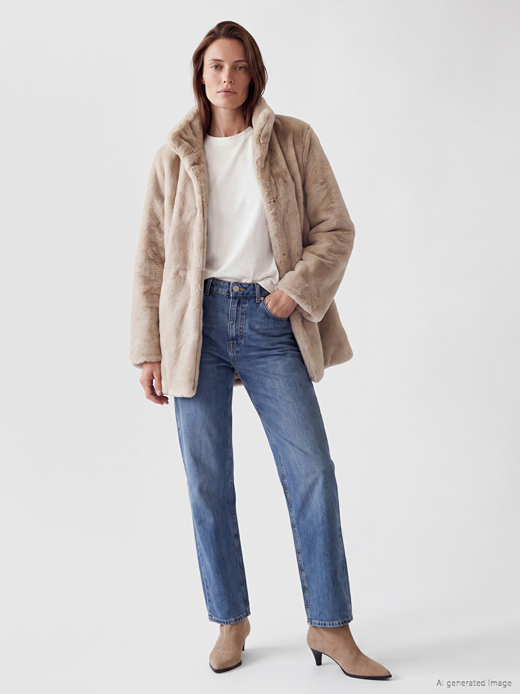 Mock Neck Women's Plush Overcoat-1