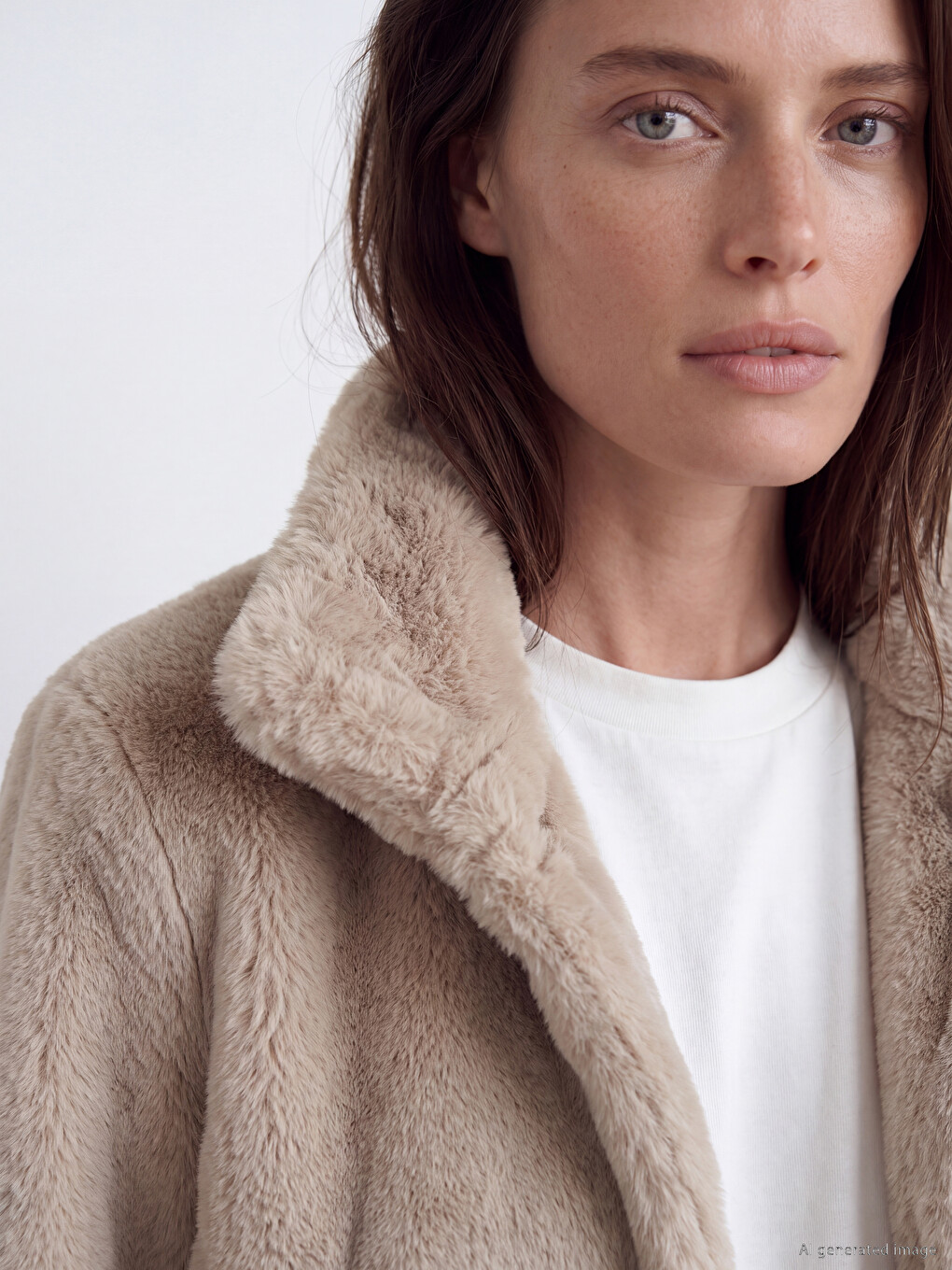 Mock Neck Women's Plush Overcoat-2