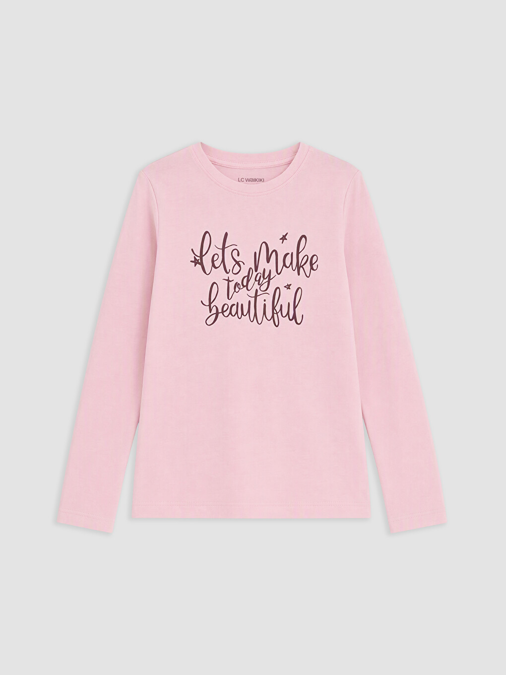 Pembe Bisiklet Yaka Kız Çocuk Tişört