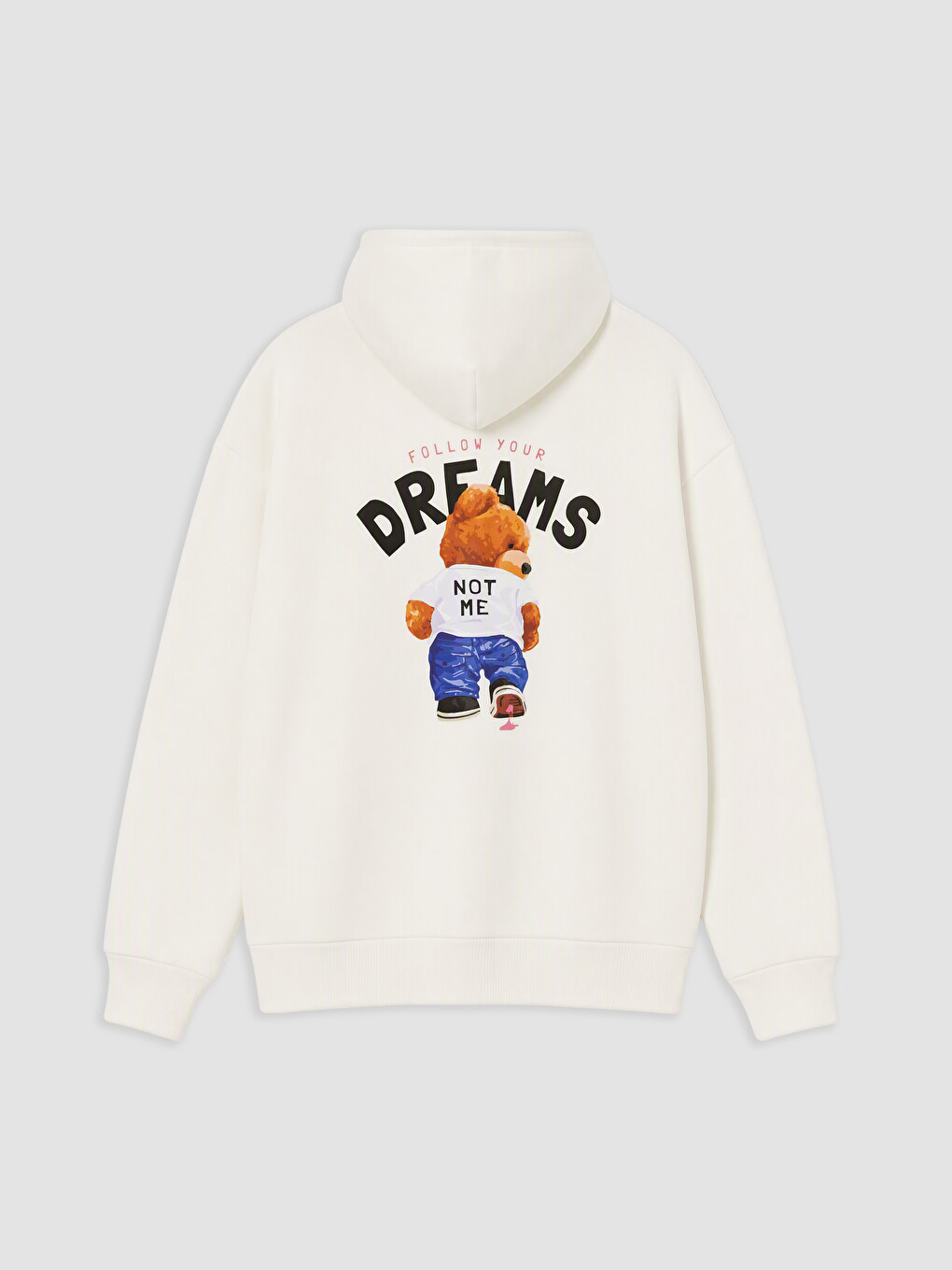 Beyaz Kapüşonlu Kız Çocuk Sweatshirt-1