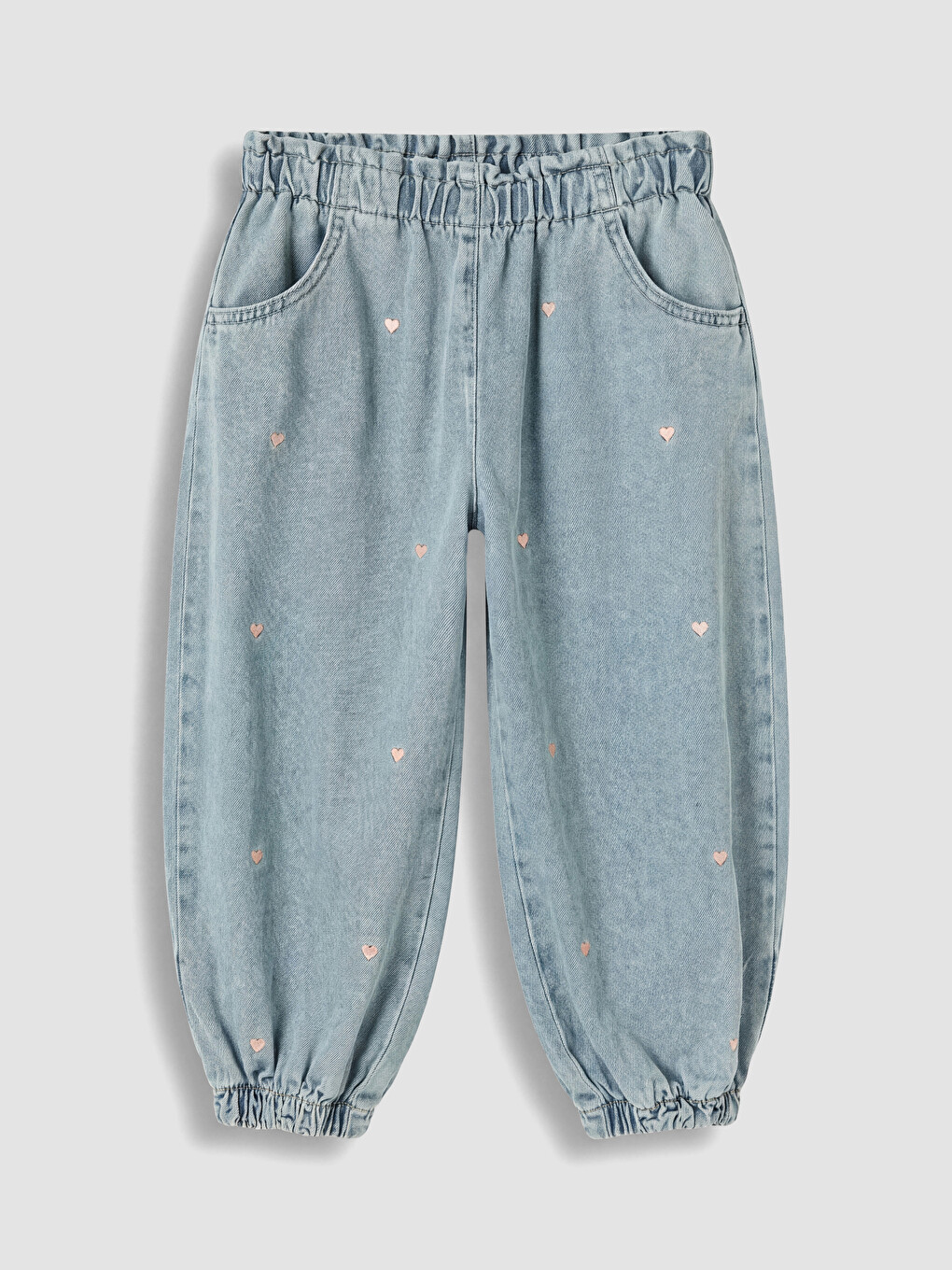 İndigo Nakışlı Kız Çocuk Jogger Jean Pantolon