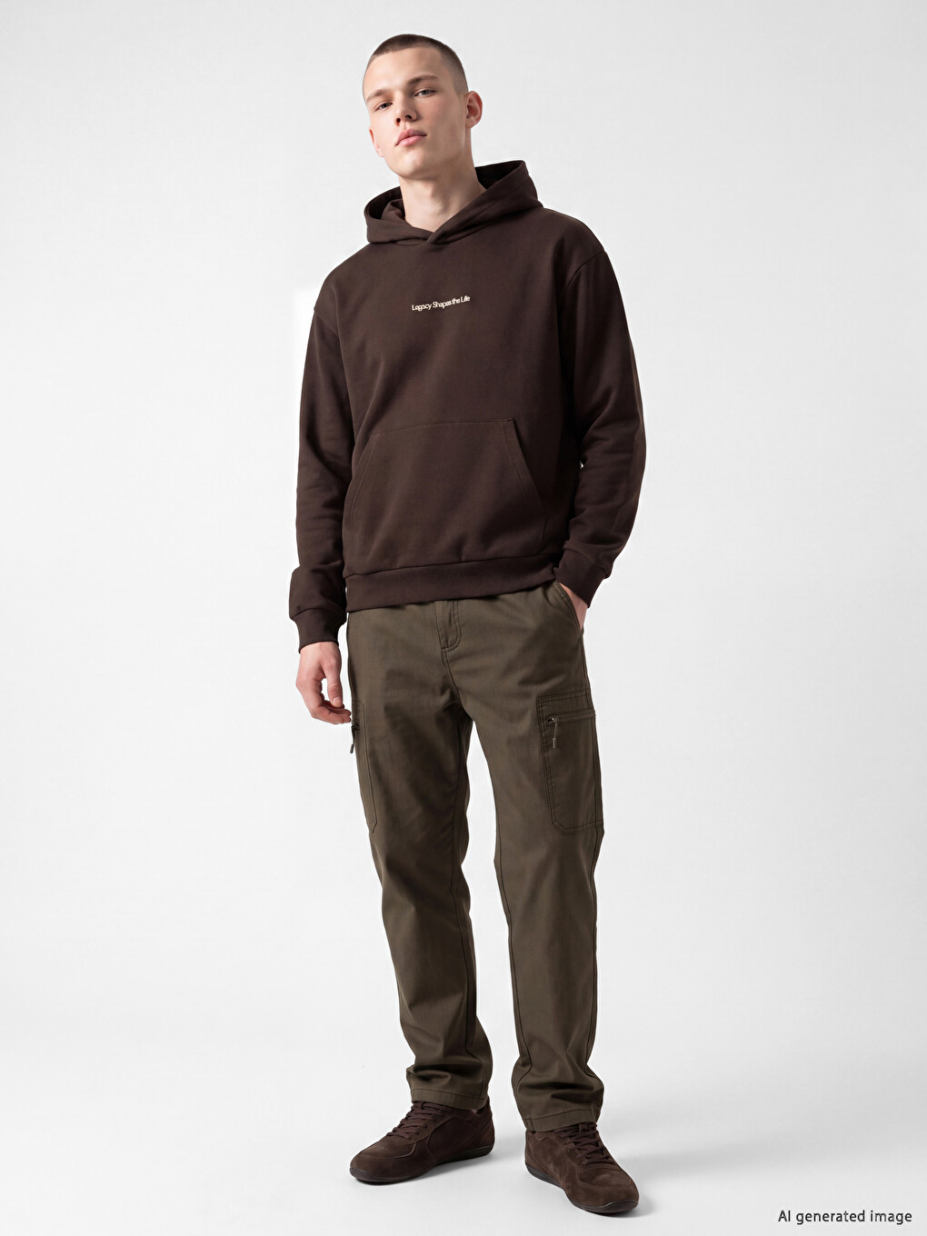 Man Brown Cargo Trousers-1