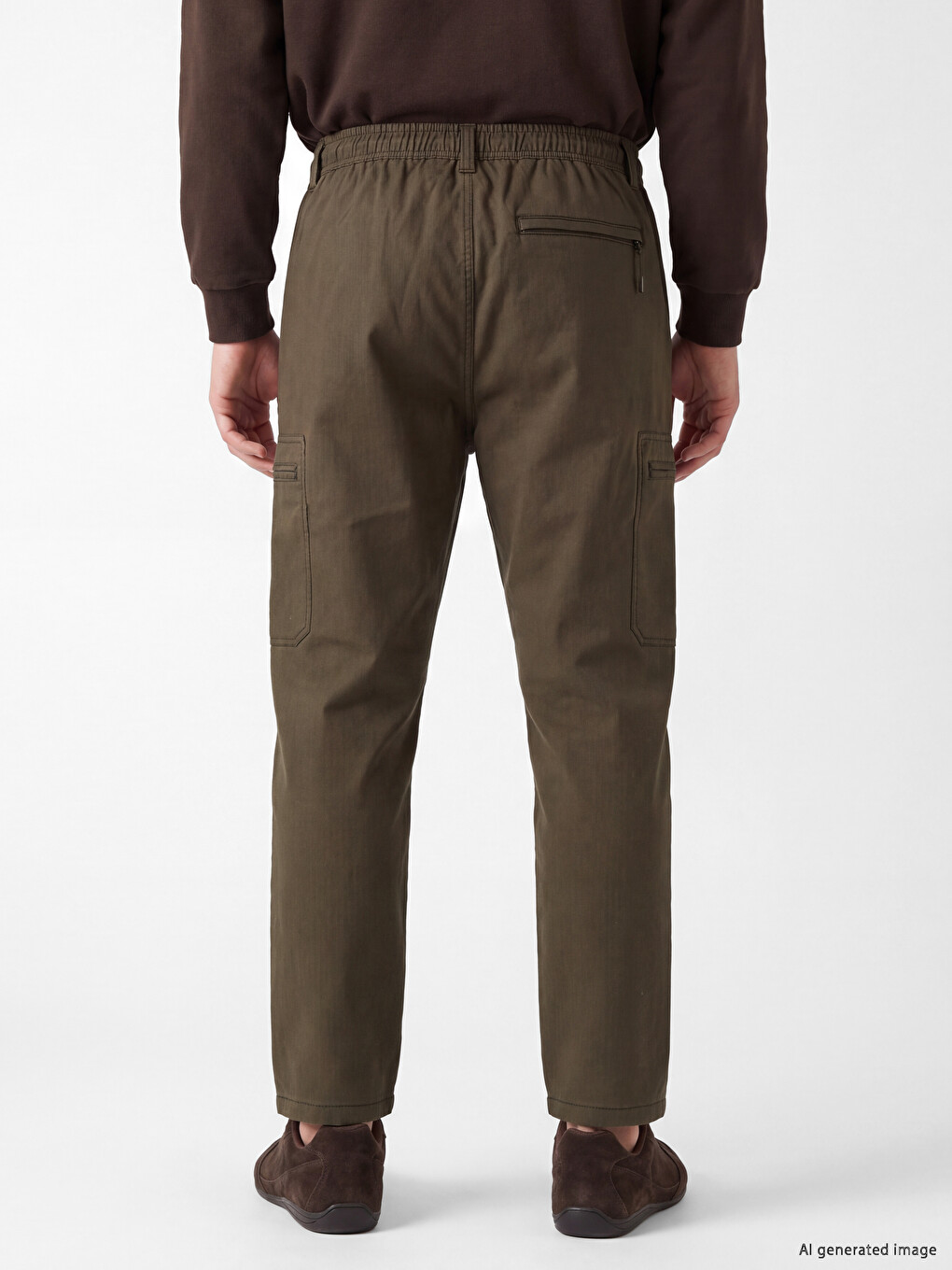 Man Brown Cargo Trousers-3