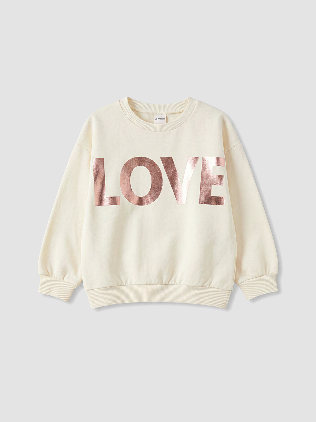 Ekru Baskılı Kız Çocuk Sweatshirt 2'li-1