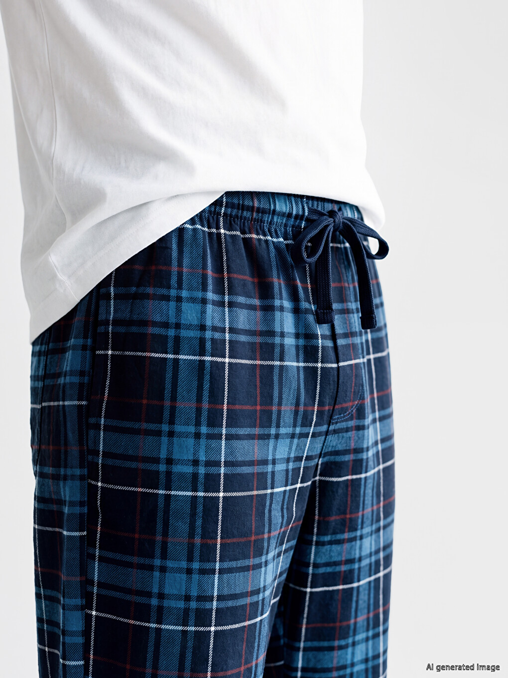 Petrol Regular Fit Ekose Erkek Pijama Altı-2