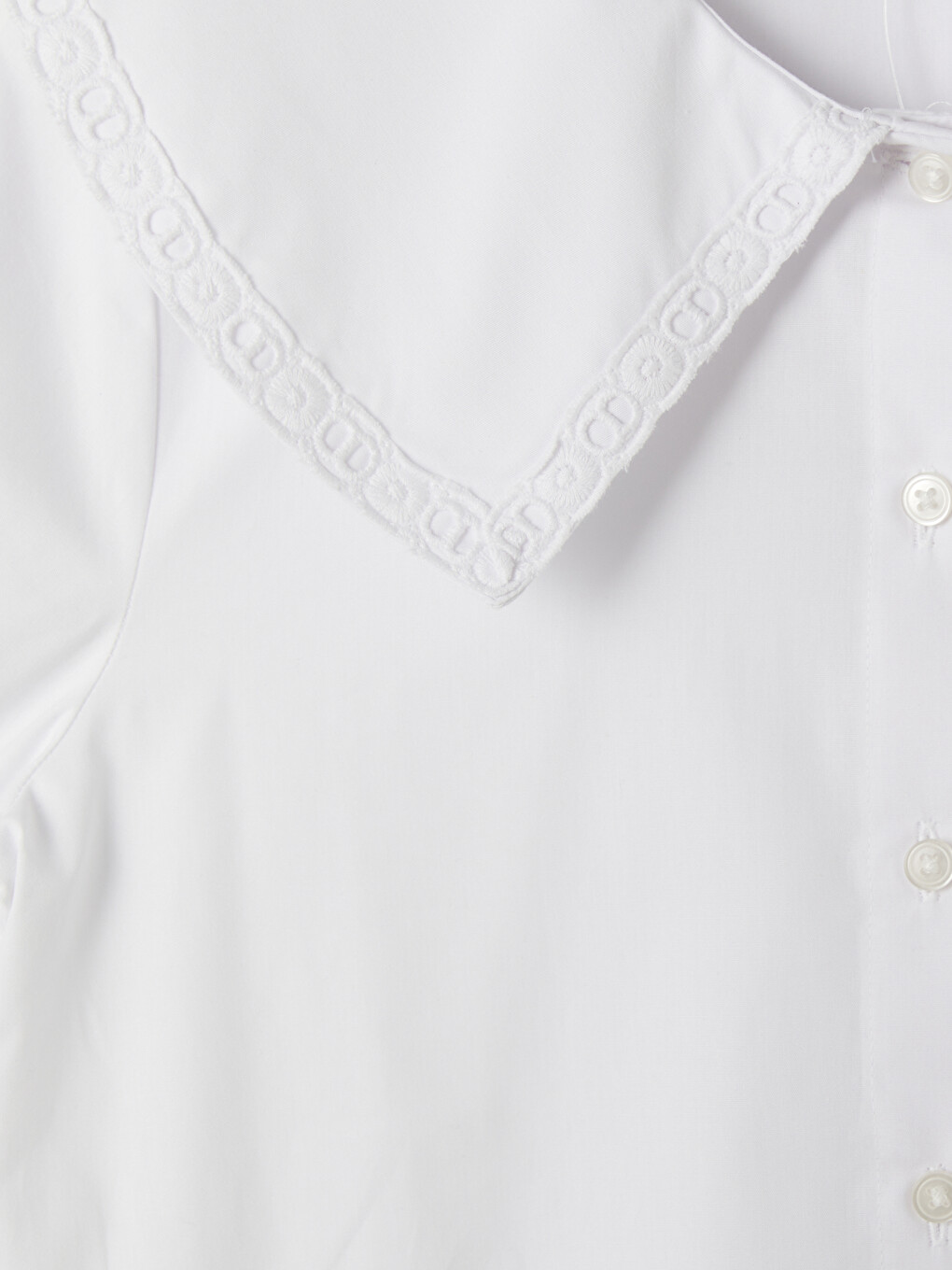 Embroidered Peter Pan Collar Girls' Shirt-2
