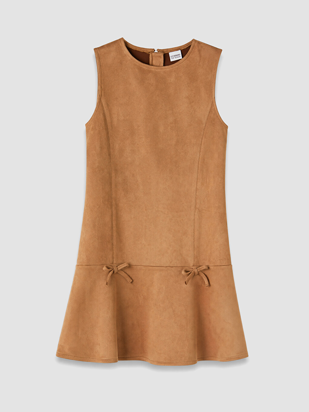 Bow Detailed Girls' Suede Dress