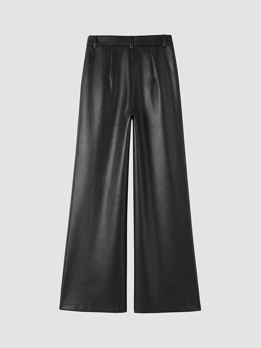 Regular Fit Dečije Pantalone Od Eko Kože Sa Širokim Nogavicama-3