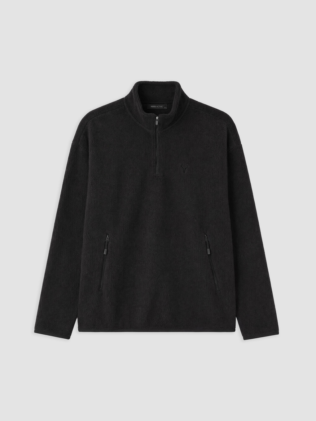 Siyah Dik Yaka Polar Erkek Sweatshirt-4