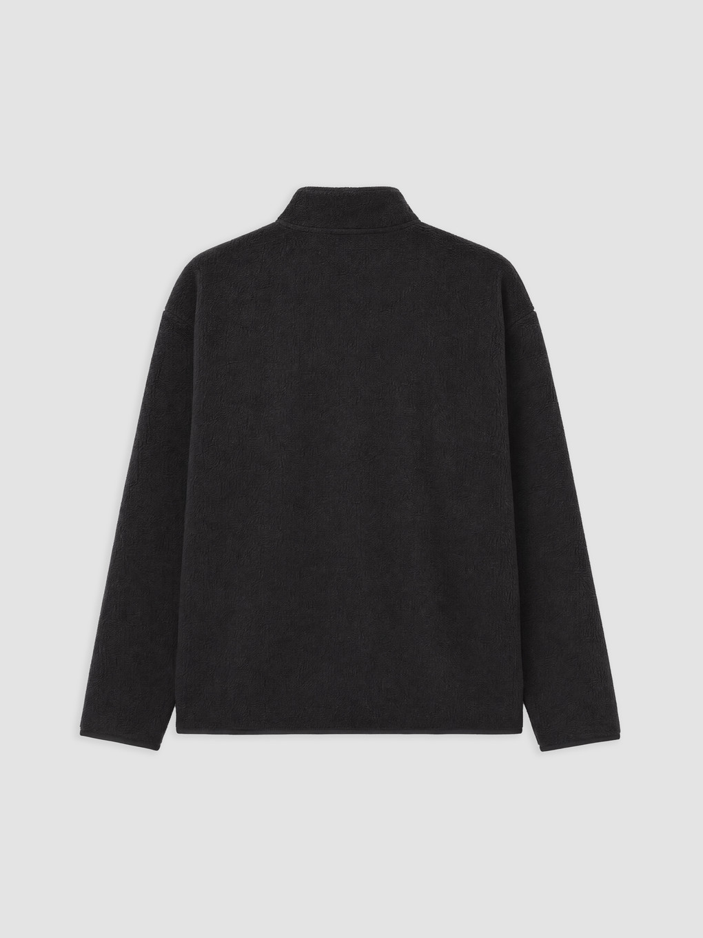 Siyah Dik Yaka Polar Erkek Sweatshirt-5