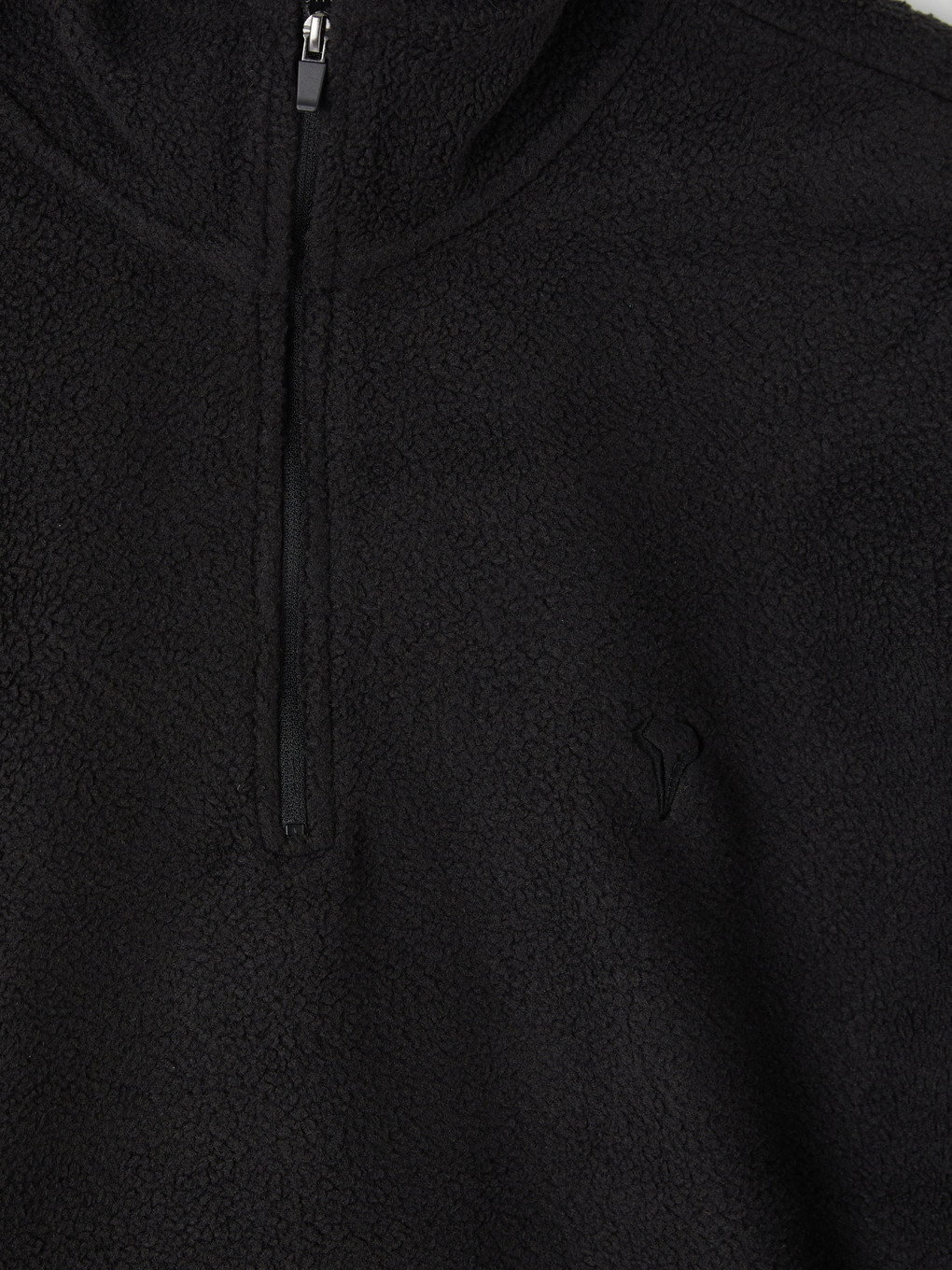 Siyah Dik Yaka Polar Erkek Sweatshirt-6