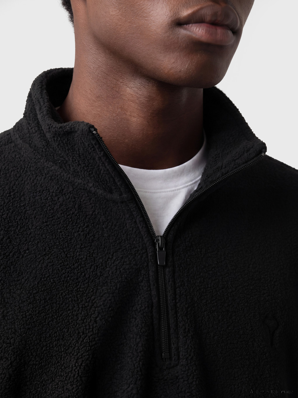 Siyah Dik Yaka Polar Erkek Sweatshirt-2