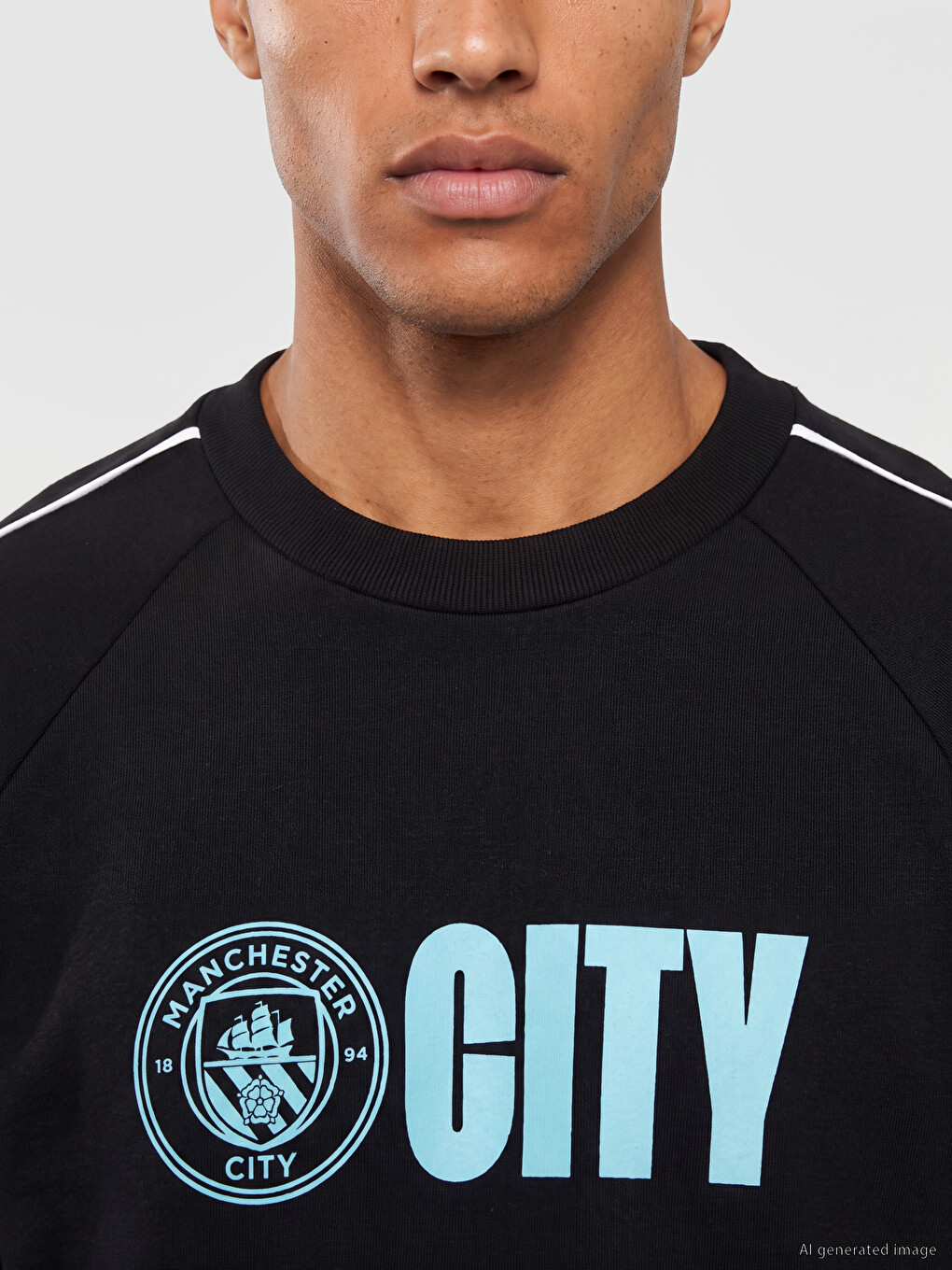 Siyah Manchester City Baskılı Erkek Sweatshirt-2