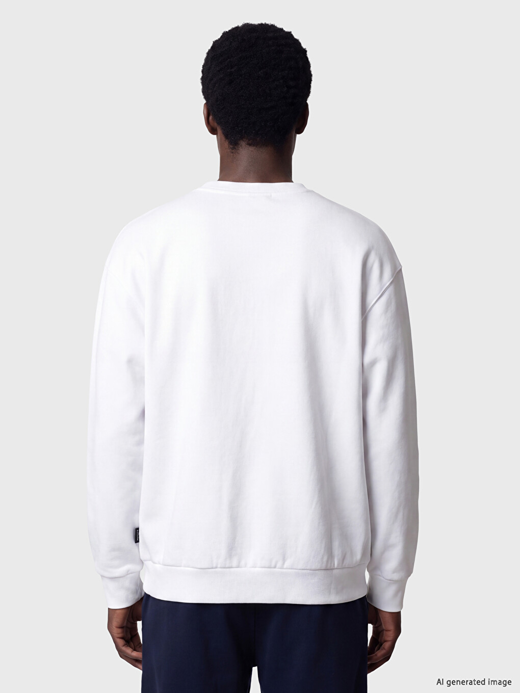 Beyaz Bisiklet Yaka Manchester City Baskılı Erkek Sweatshirt-3