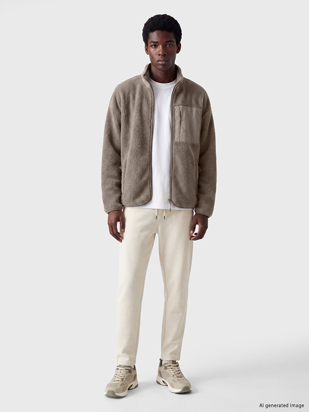 Mock Neck Men's Plush Zip-up Sweatshirt-1