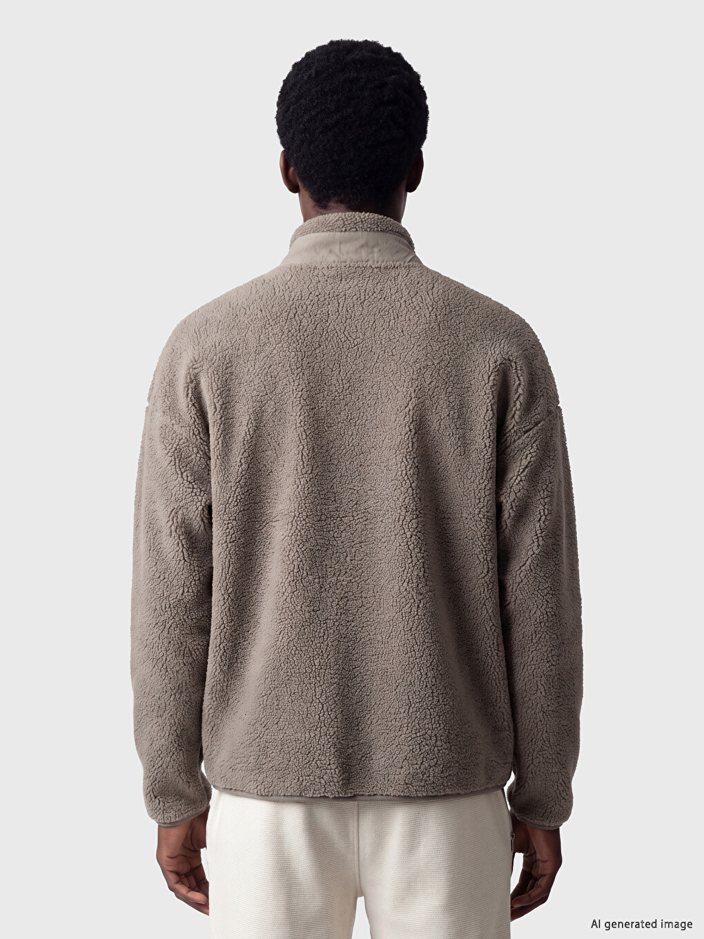 Mock Neck Men's Plush Zip-up Sweatshirt-3