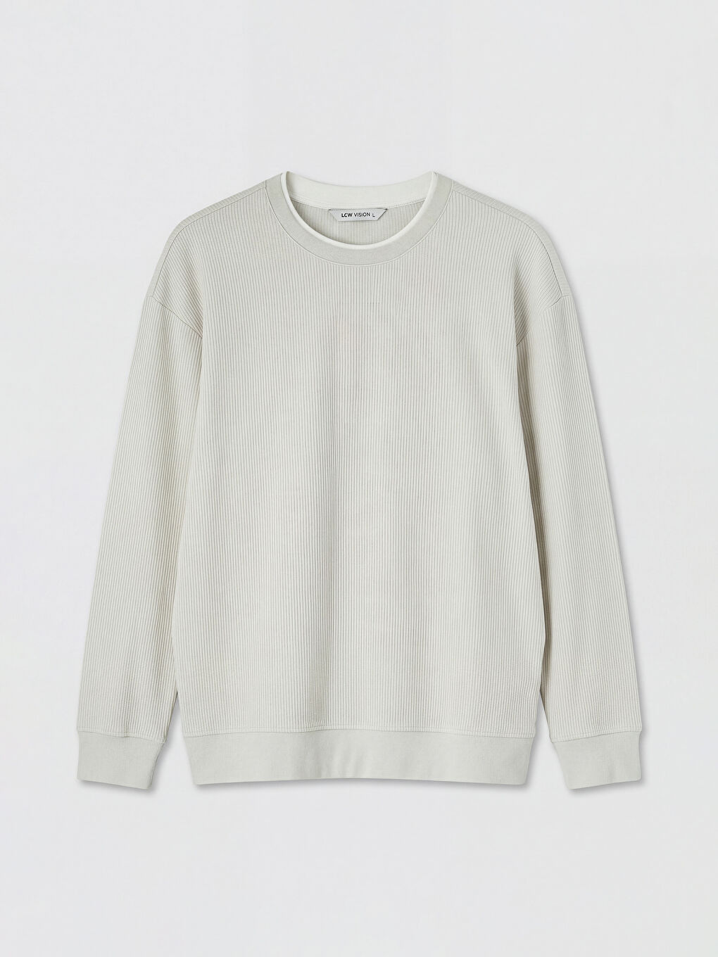 Bej Bisiklet Yaka Fitilli Erkek Sweatshirt