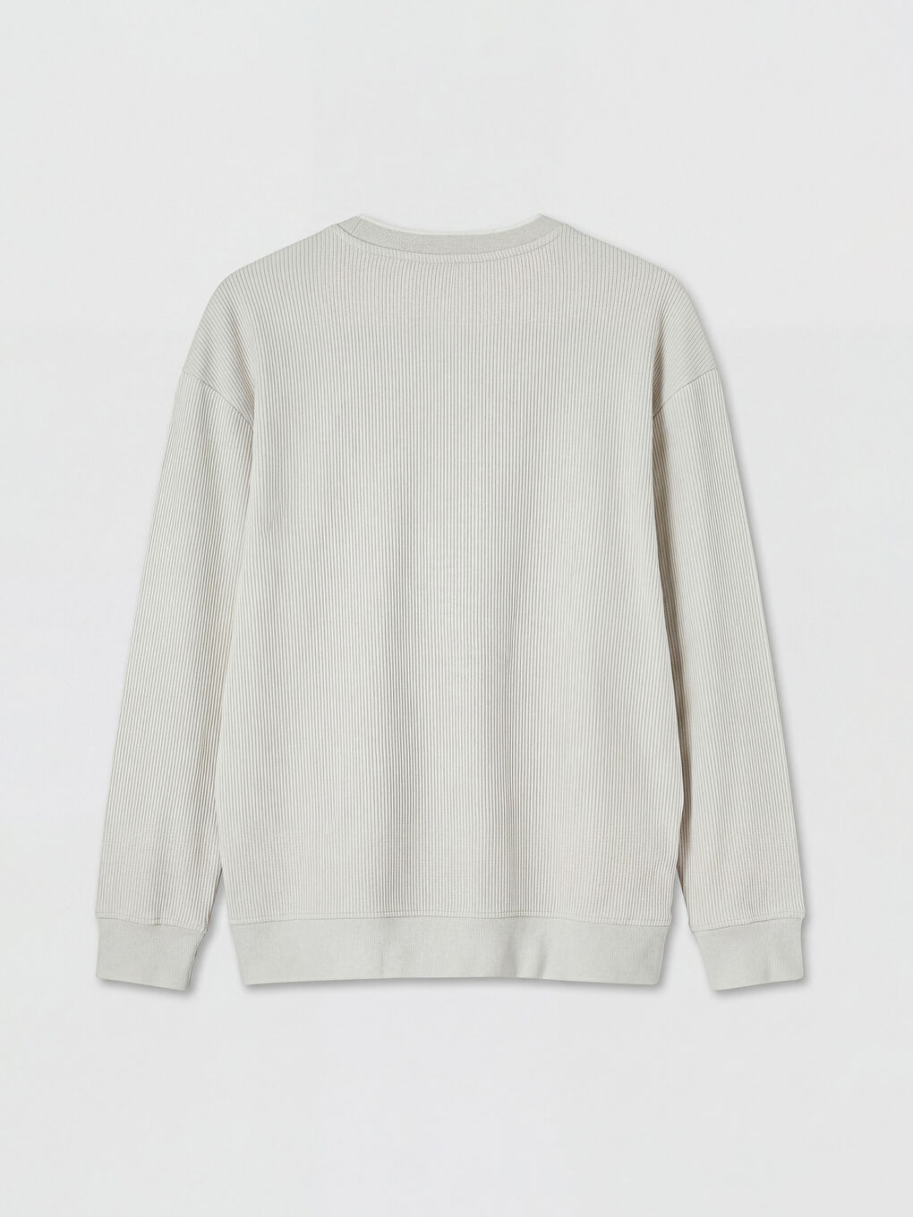 Bej Bisiklet Yaka Fitilli Erkek Sweatshirt-1
