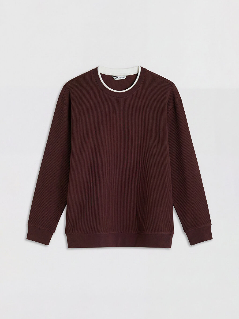 Bordo Bisiklet Yaka Fitilli Erkek Sweatshirt-4