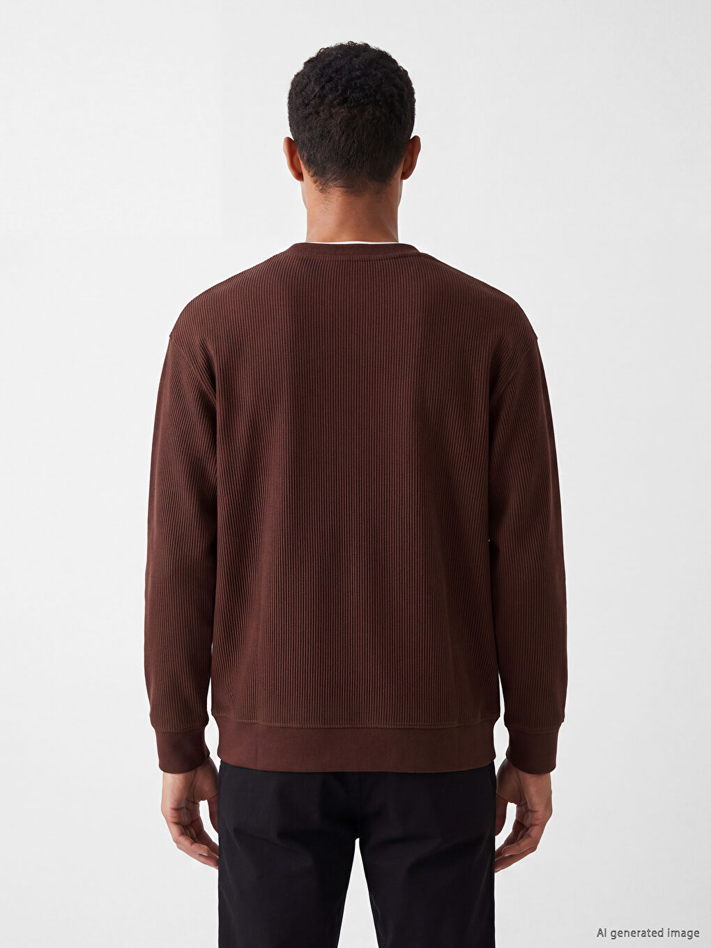 Bordo Bisiklet Yaka Fitilli Erkek Sweatshirt-3