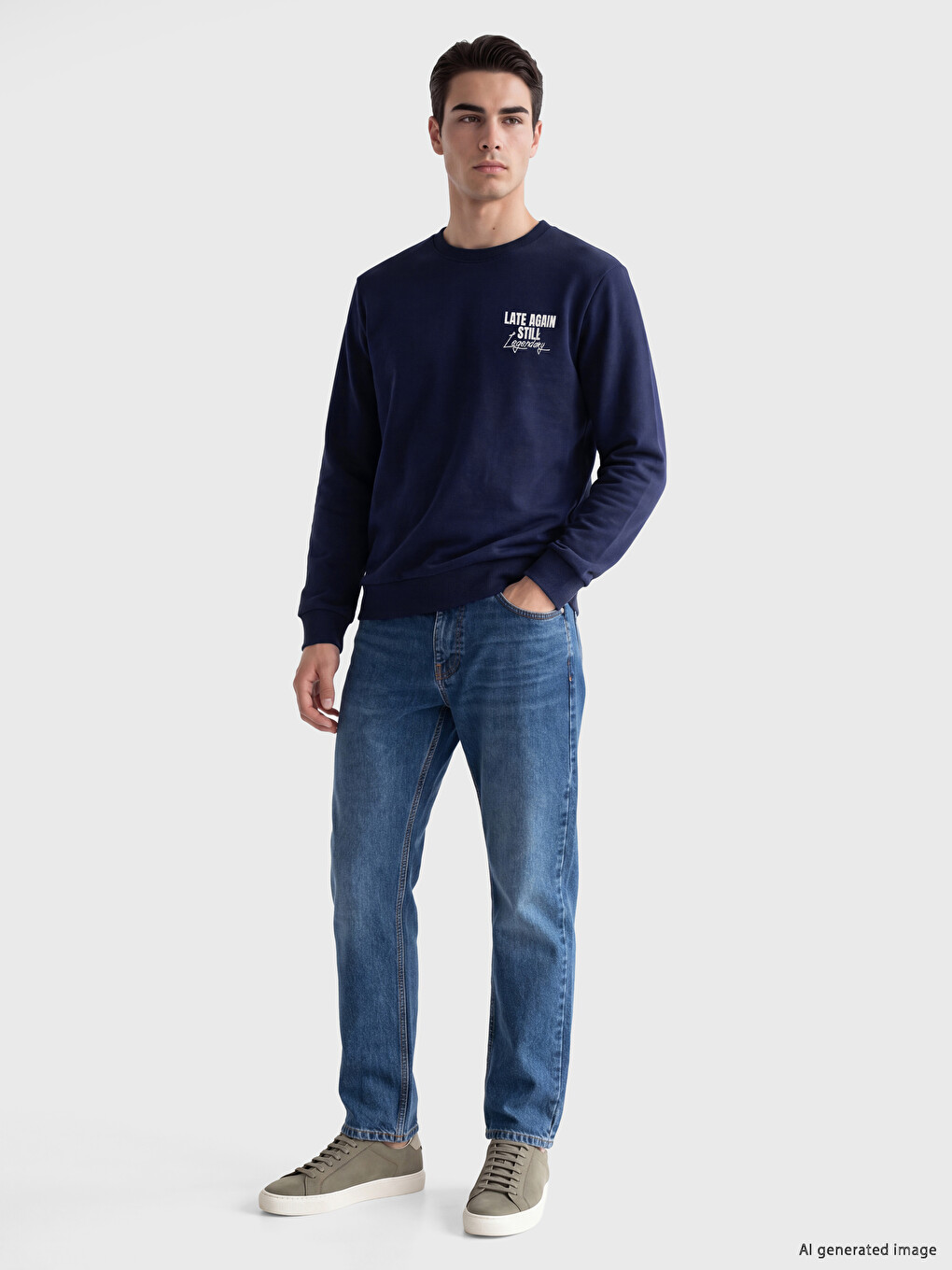 Crew Neck Men's Thick Sweatshirt-1