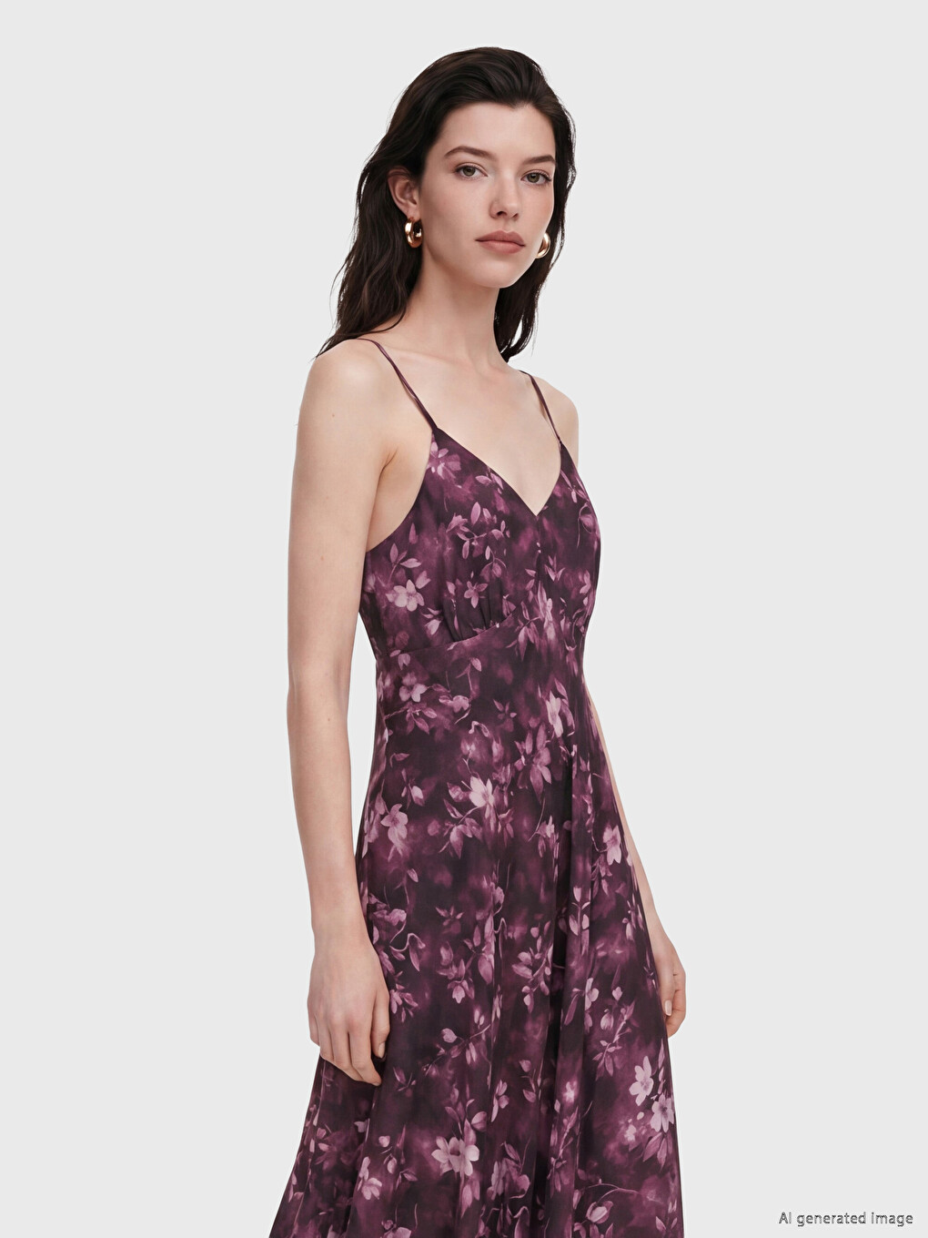 V Neck Strappy Floral Dress-1