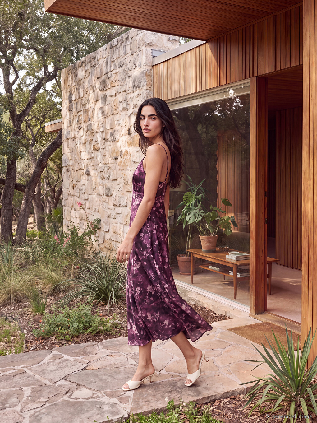 V Neck Strappy Floral Dress