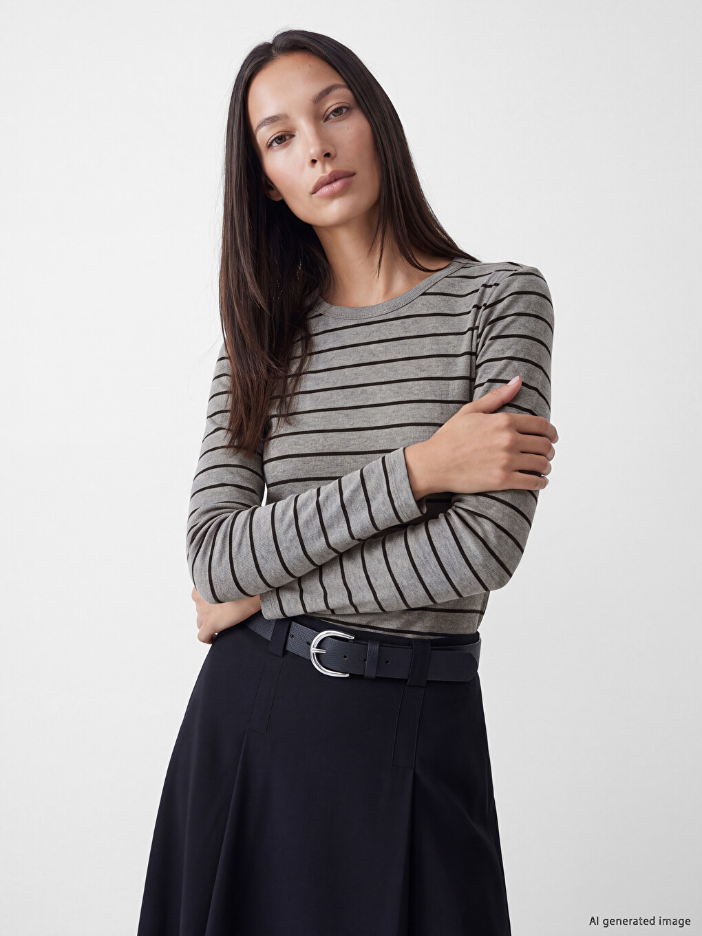 Crew Neck Striped Women's Body