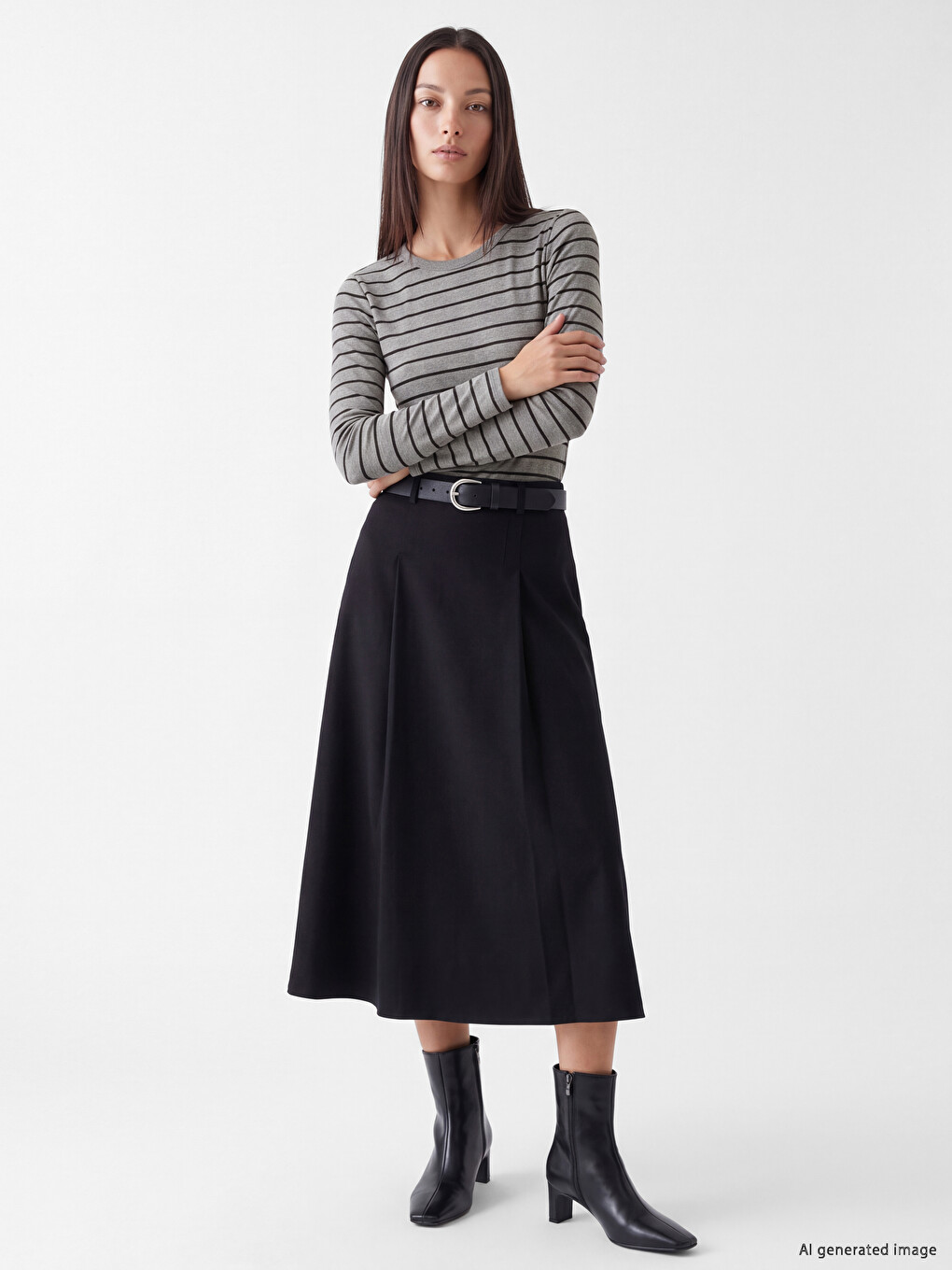 Crew Neck Striped Women's Body-1