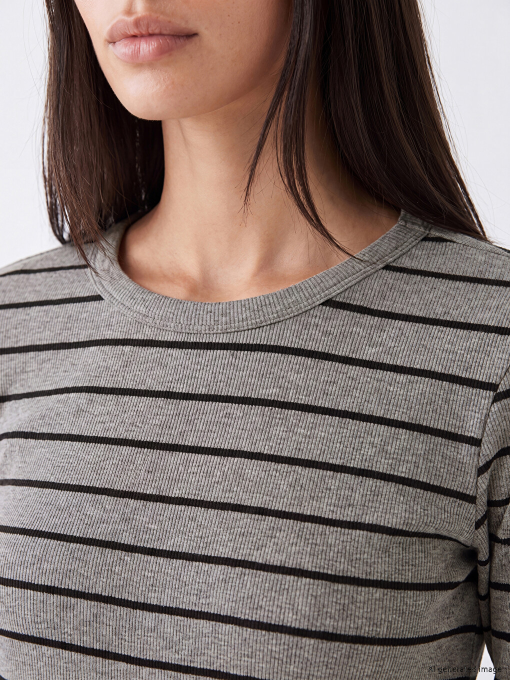 Crew Neck Striped Women's Body-2