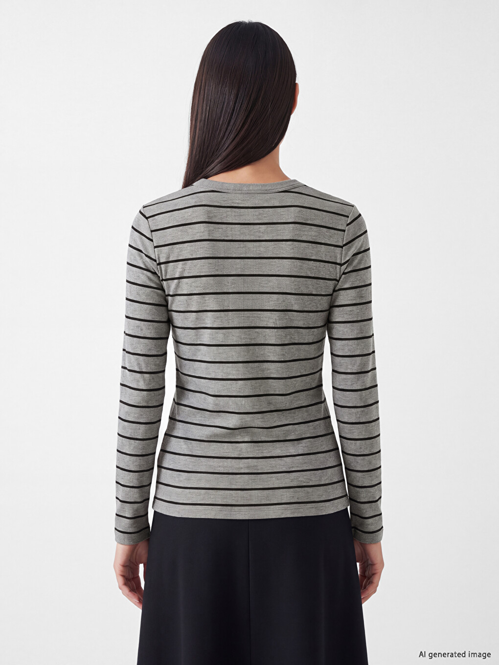 Crew Neck Striped Women's Body-3