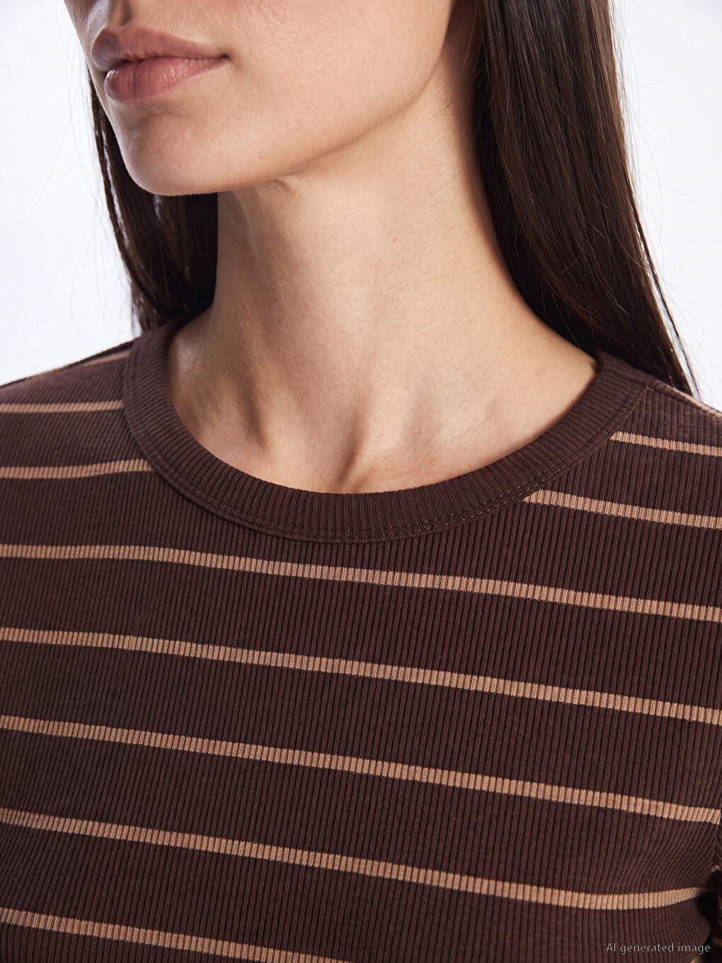 Crew Neck Striped Women's Body-2