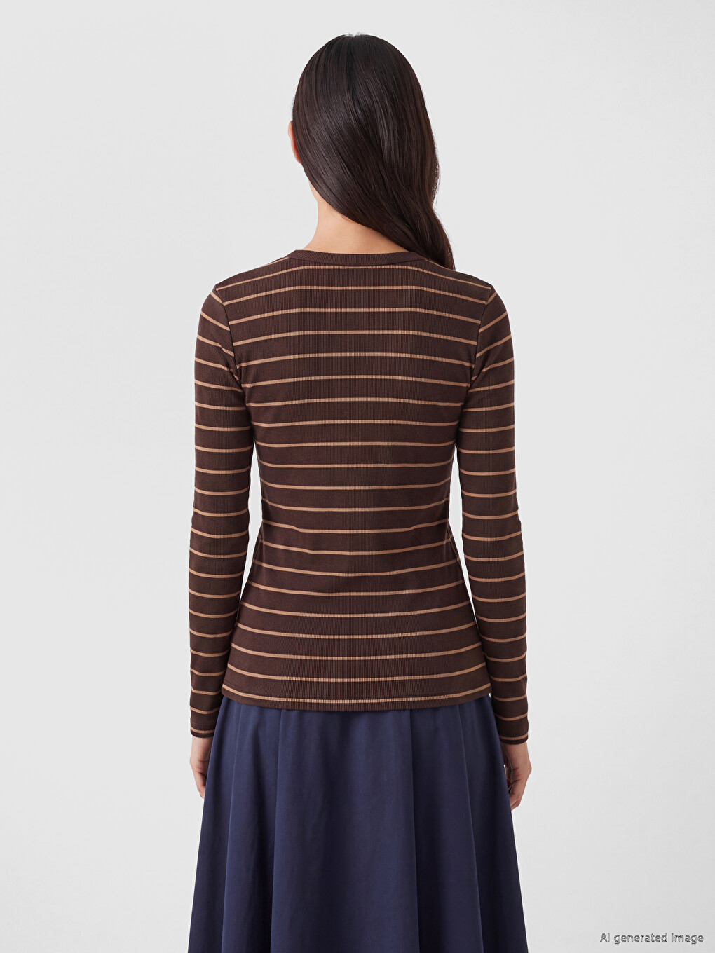 Crew Neck Striped Women's Body-3