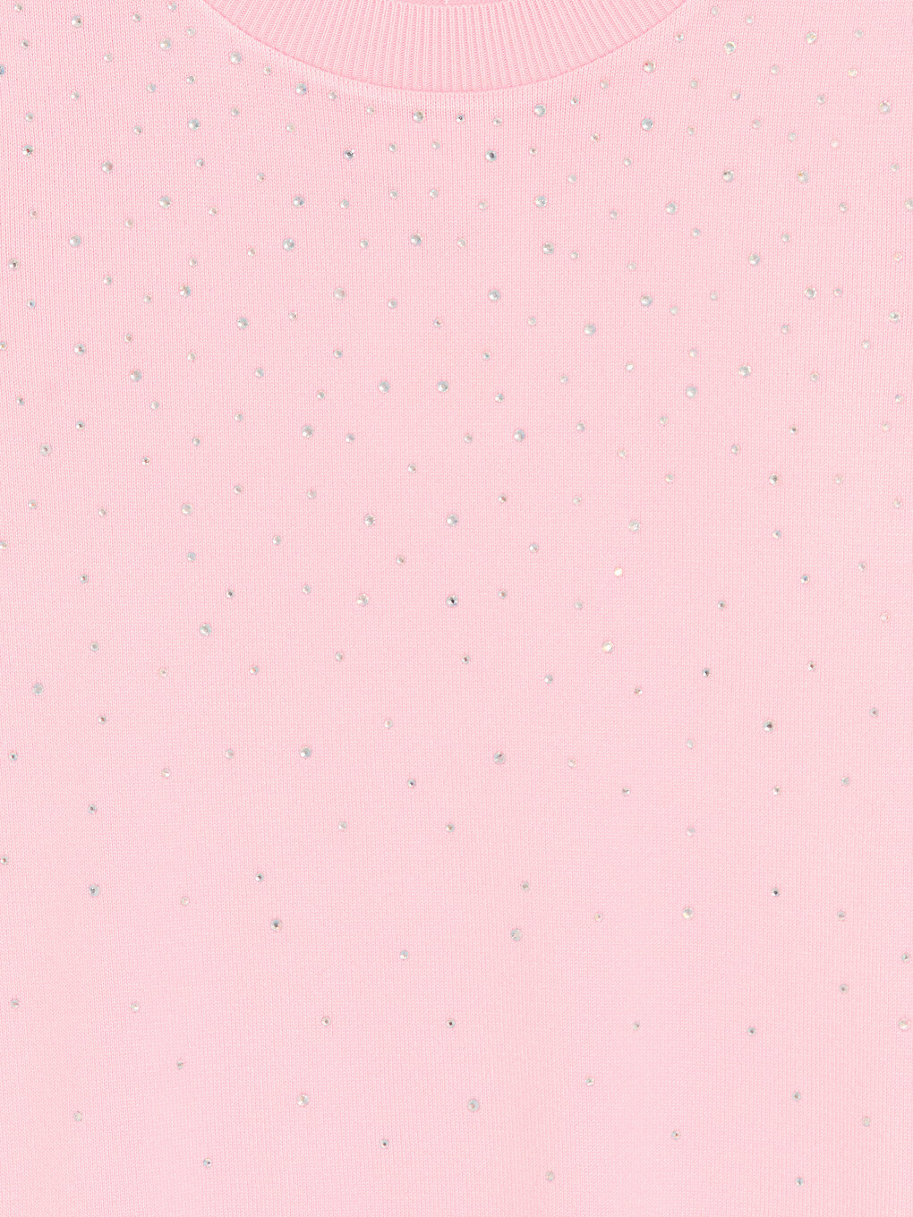 Pembe Bisiklet Yaka Taşlı Kadın Triko Kazak-1