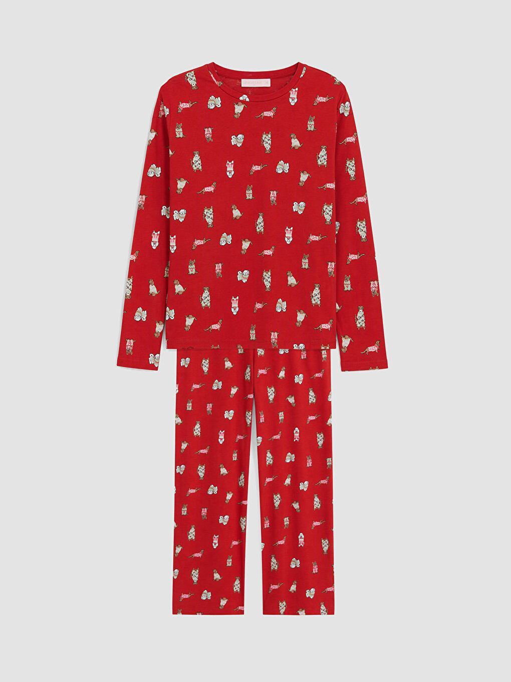 Kırmızı Baskılı Kadın Pijama Takımı-4